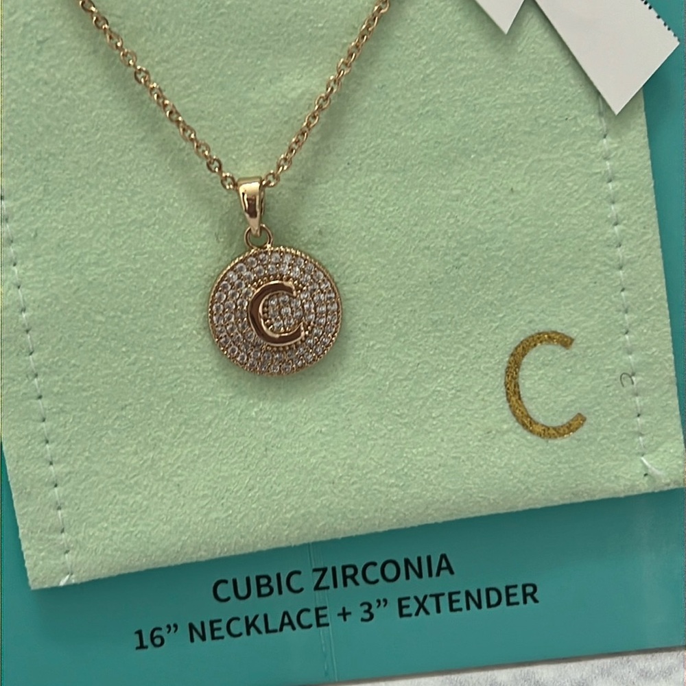 Gold & cubic zirconia Initial “C” necklace